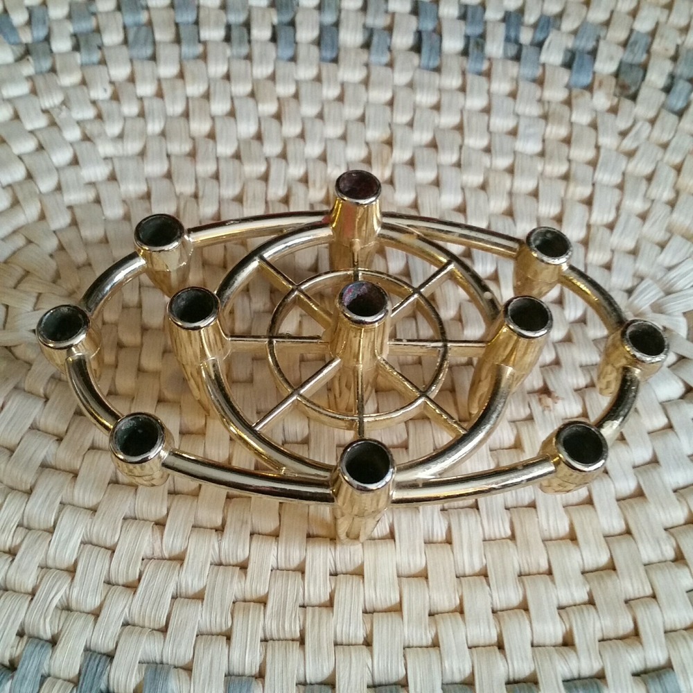Vintage Atomic Bullet Style Multi Mini Taper Candle Holder Mid Century Decor Gol